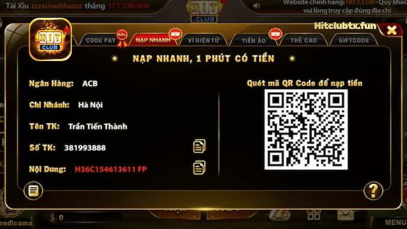 Nạp Tiền Hit Club Qua 1Pay